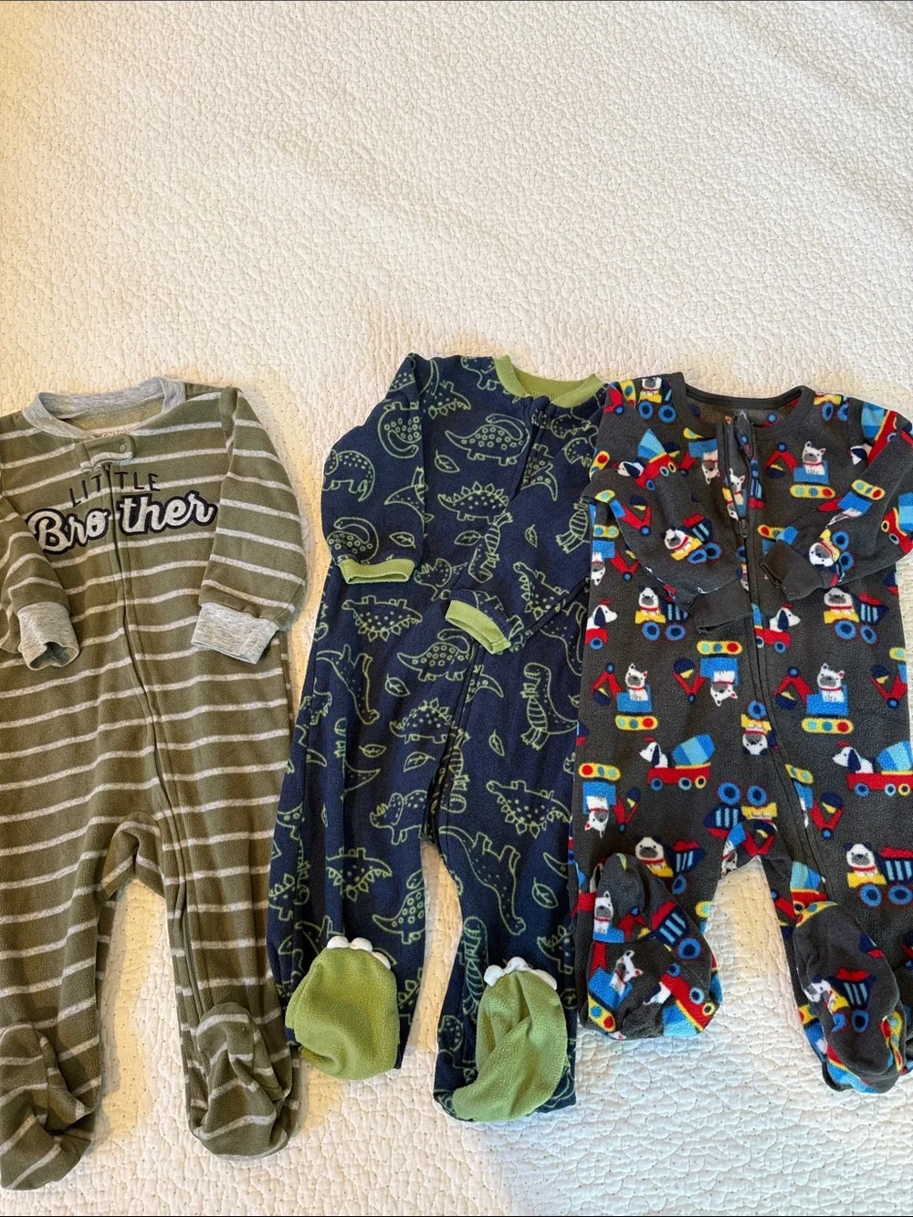 Bundle of 5 Baby Boy Zip Rompers size 9 month